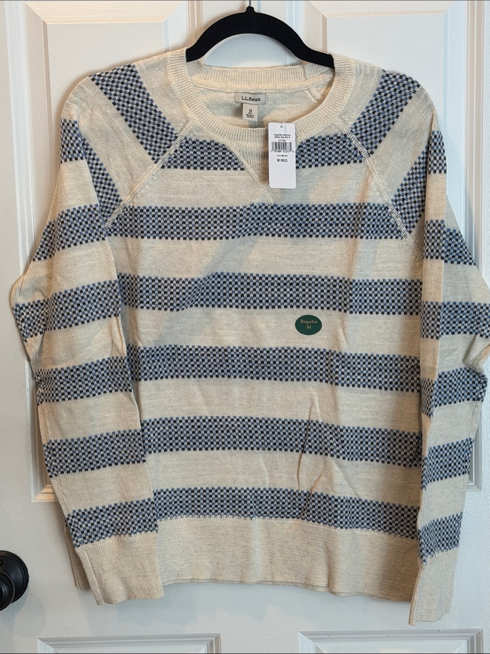 L.L. Bean Women’s size Medium Cream & Navy Striped Sweater
